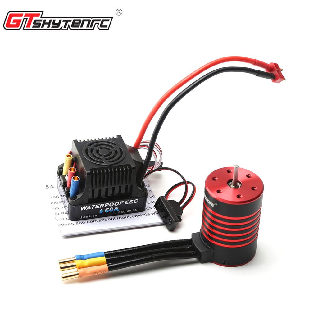 Motor Brushless GTSKYTENRC 3650 3600KV Motor à Prova d'Água ESC 60A Conector T para Carro RC 1 10 Caminhão