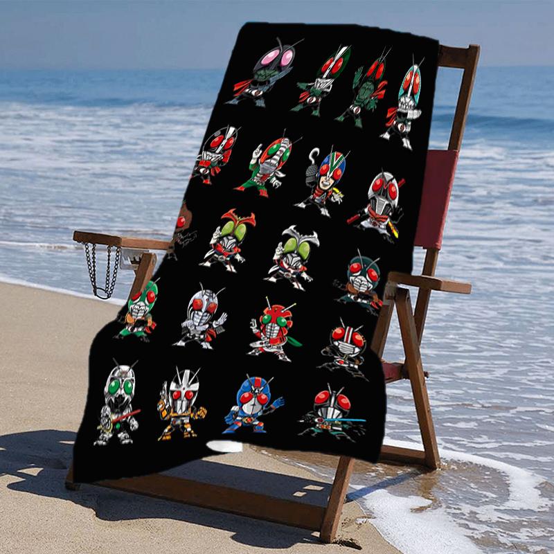 proof beach towel with a UFO Robo Grendizer3 pattern - soft,absorbent,quick-drying,machine washable - perfect for swimming,camping,bathing