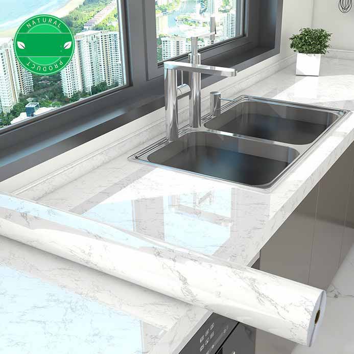 Self-adhesive Marble-pattern Oil-proof Kitchen Countertop Film Heat-resistant Renovation Moisture-proof Wall Sticker