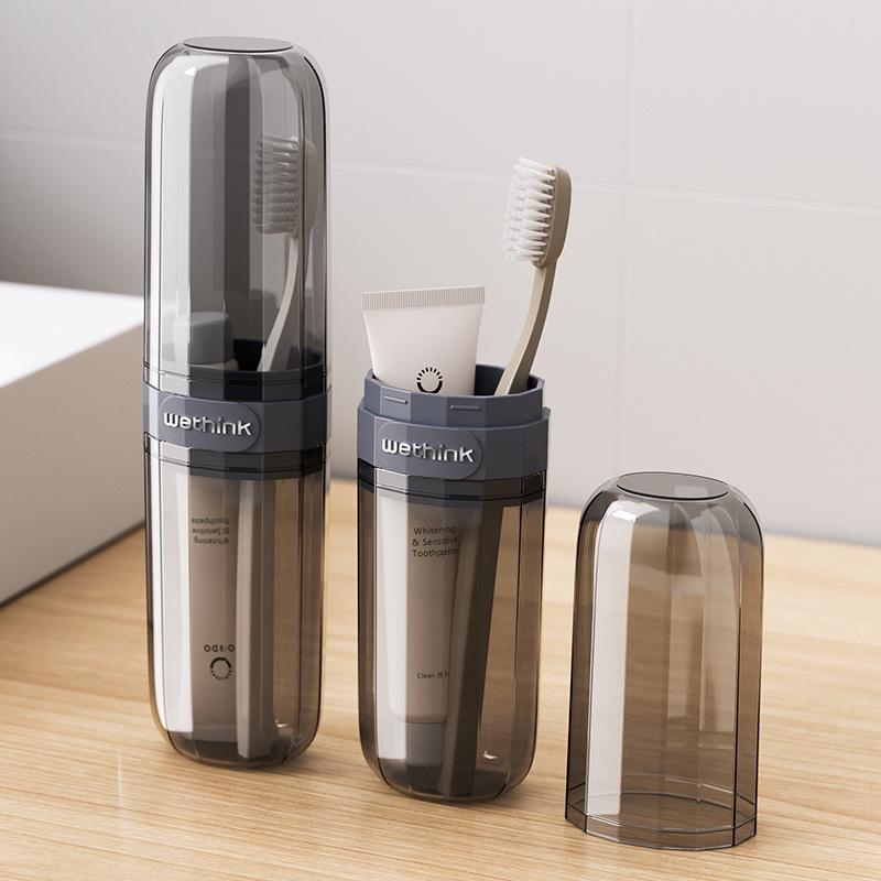 Portable 3-in-1 Travel Dental Kit: Wash Cup with Toothbrush & Toothpaste Holder