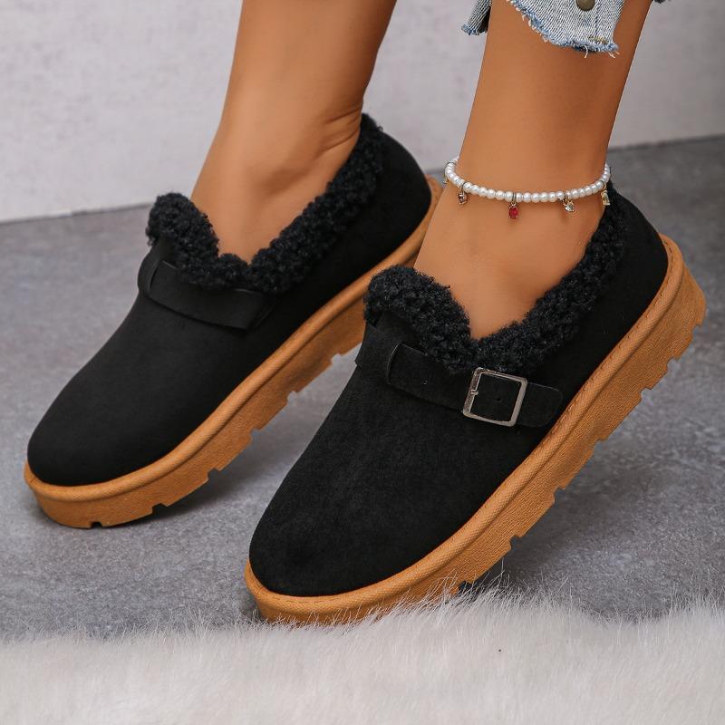 Large Size Cotton Shoes Women's Winter Velvet Thickened Cotton Shoes One Pedal Fluffy Shoes Winter Wear Retro Sub