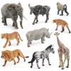 Realistisches Set südafrikanischer Tierfiguren aus PVC: Zebra, Löwe, Hyäne, Nashorn, Büffel, Elefant – ideal als Dekoration für Zuhause und zum Spielen.