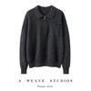 Women's Polo Neck Half-Zip Cashmere Sweater - Light, Elegant, Long Sleeve Pullover for Autumn/Winter.