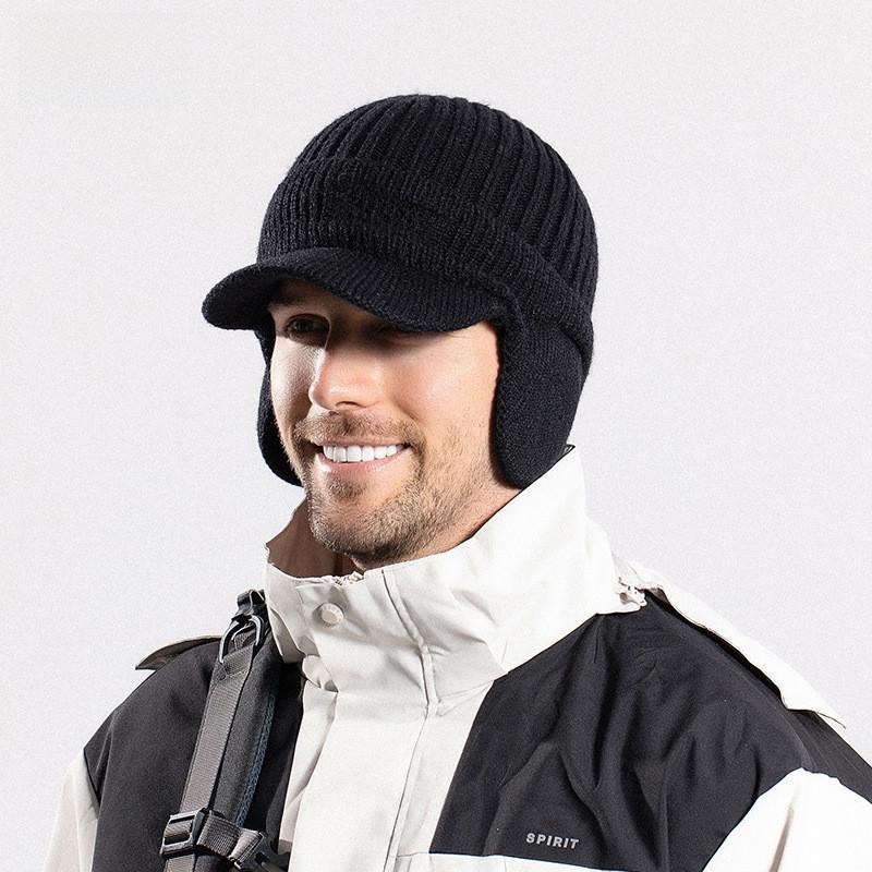 Knitted Baseball Cap For Men Warmth Windproof Winter With Ear Protection For Casual Outdoor Use