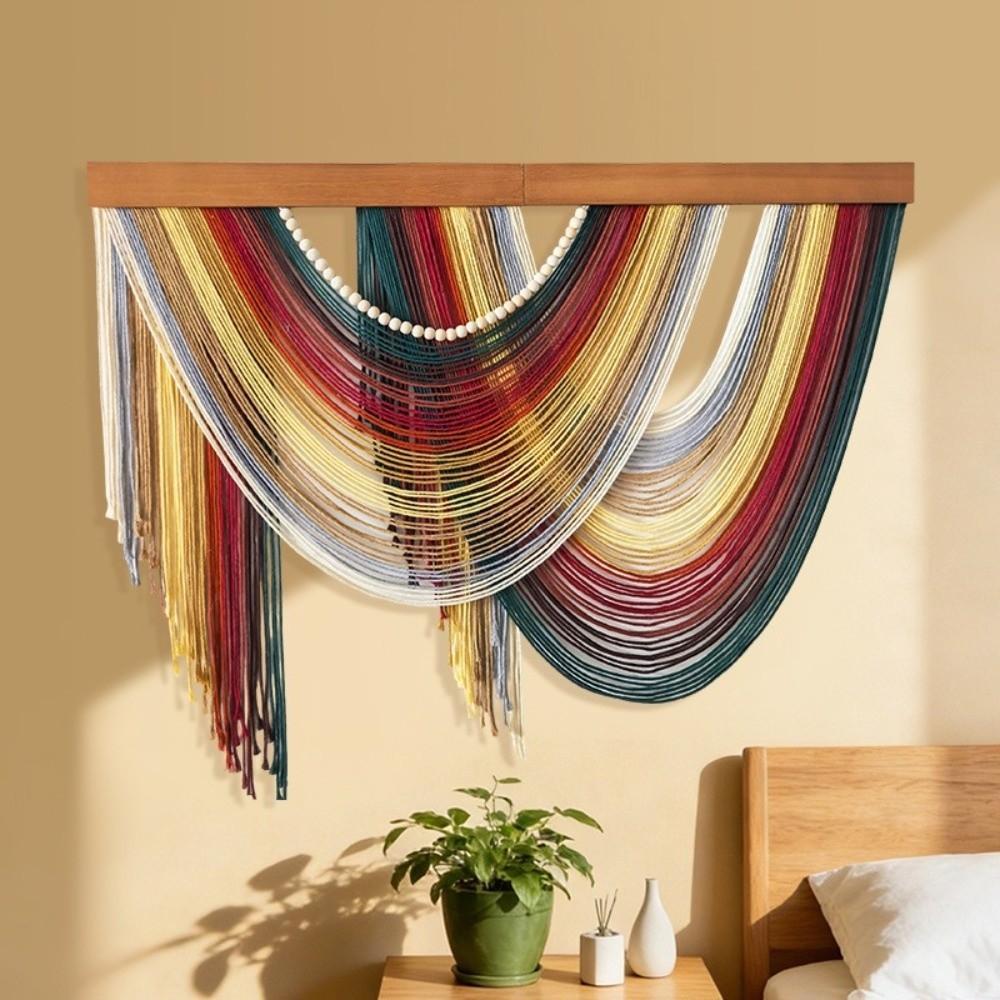 Hand-Woven Handmade Tassel Tapestry Wall Art Macrame Wall Hanging Background Wall