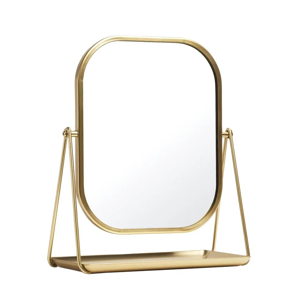 

Modern Gold Tabletop Mirror Durable Vanity Easel Mirror Adjustable Tilt Perfect Makeup Grooming Home Decor Chic Accent United States