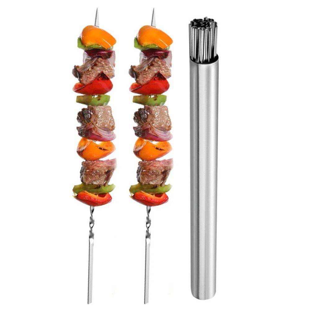 Reusable Stainless Steel Grill Meat String Forks BBQ Stick BBQ Needle Cooking Tool Barbecue Skewer
