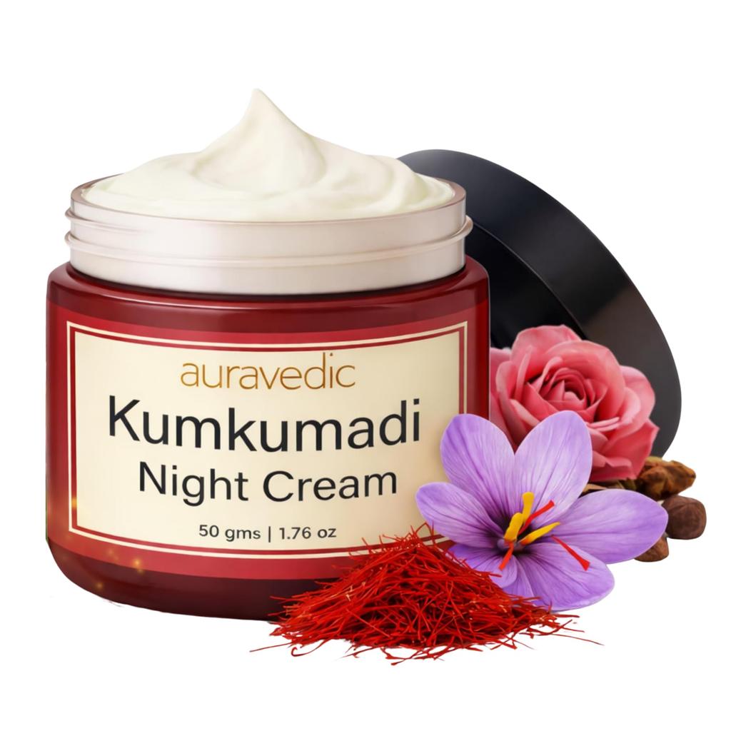 Auravedic Kumkumadi Öl Retinol Nachtcreme Für Das Gesicht - Nachtcreme Für Frauen Mit Niacinamid, Retinol, Safran & Padmaka - Über Nacht Reparatur & Rene