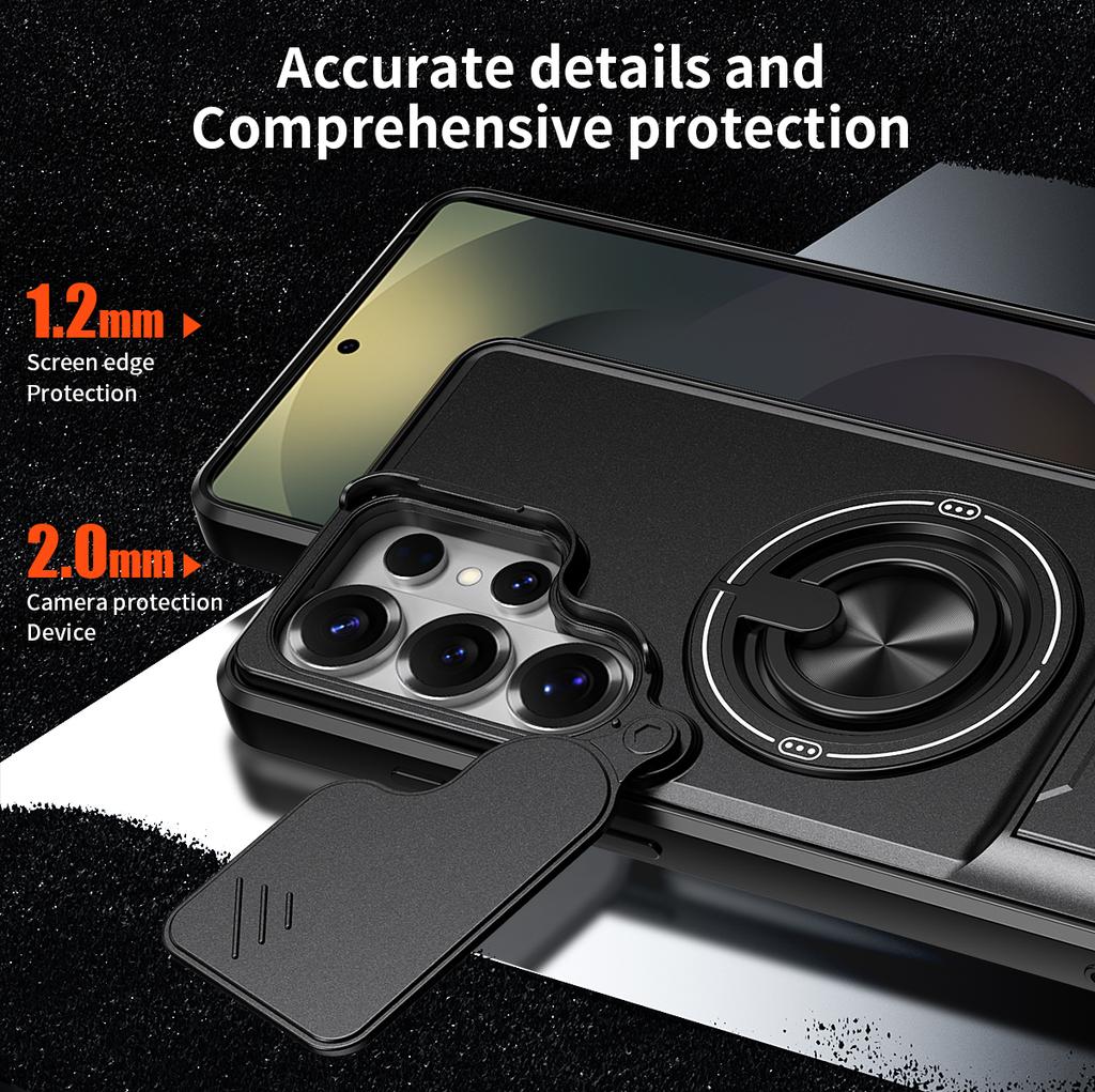 Funda for Samsung Galaxy S26 Ultra S25 Plus S25 FE Case Rotatable Slide Camera Protection Ring Stand Shockproof Cover Capa Funda