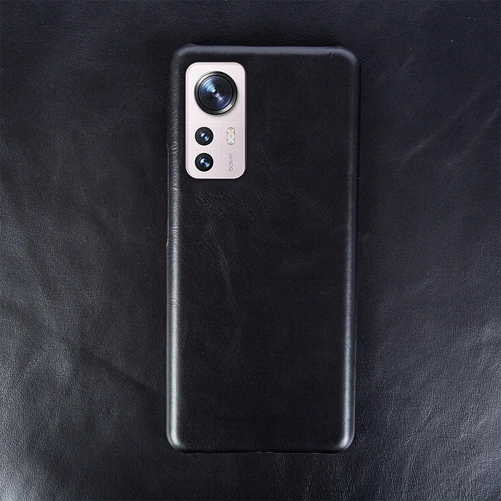 Genuine Leather Phone Case For Xiaomi 17T Pro Hand Made Oil Wax Cover Pattern Mi 12X 12Pro 12S Ultra 12Mini 12 Lite Poco Series