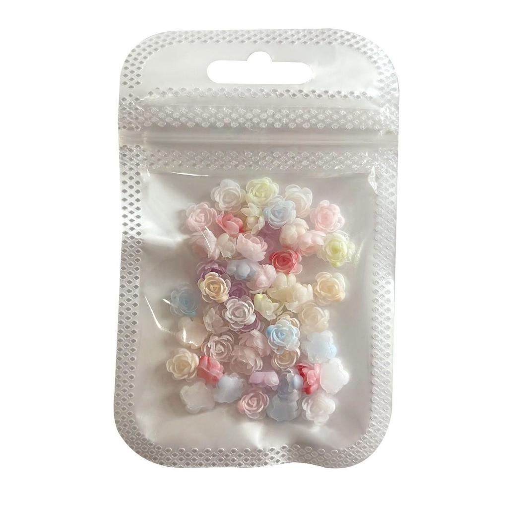 3D Camellia Rose Nail Art Decorations - Pink, White, Purple, Blue Resin Flowers