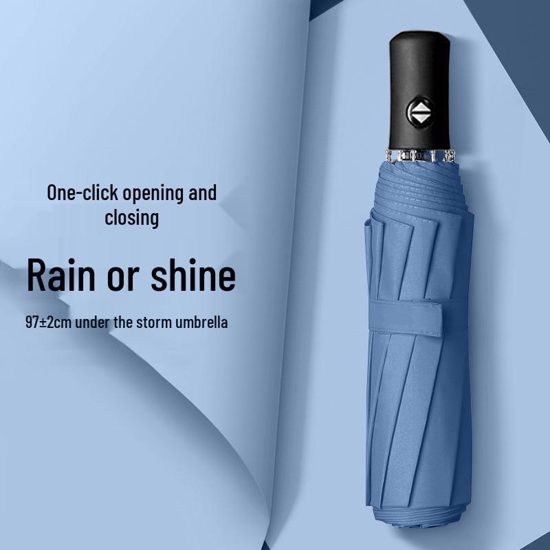 Men's Large Windproof Folding Umbrella: Reinforced, Sturdy, Dual-Use for Sun & Rain