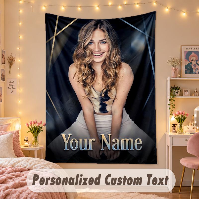 Custom Personalized Tapestry,Roxy Dekker Print Custom Name Text Wall Art Hanging for Bedroom