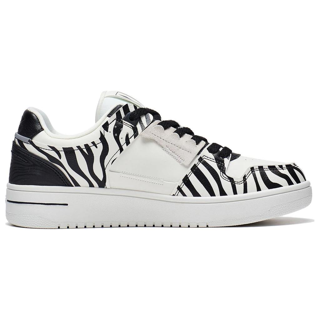 Li Ning Tianji Synthetic Leather Slip Resistant Abrasion Resistant Low Top Skateboard Shoes Men's White Black AGCT375-4