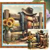 Westlicher Cowboy-Aufdruck Kreuzstich-Set DIY 11CT Stickerei Handwerksset Heimdekoration