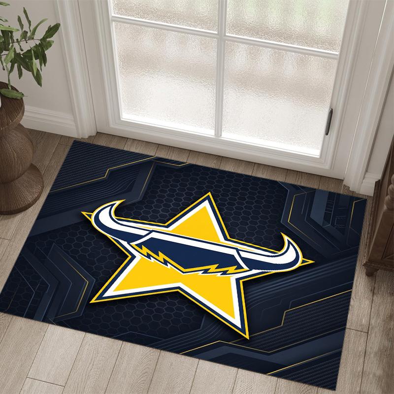 North Queensland Cowboys Design Crystal Velvet Carpet Cozy Non?Slip Printed Rug For Bedroom Living Room Entrance