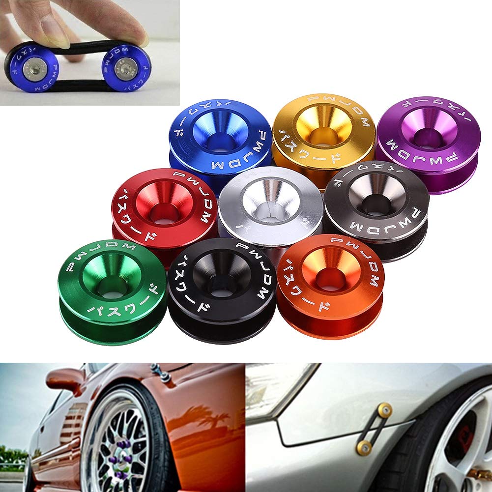 Aluminum Alloy Car Quick Release Fender Bumper Washers 9 Colors Set of 4 Durable (Yellow)