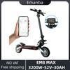 NY EMANBA EM8 MAX Vikbar Elsparkcykel 3200W Dubbelmotor 52V30AH APP-styrning LED-display Pendlarresor Terräng E-sparkcykel Vuxen