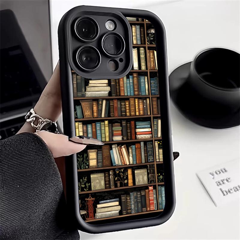 

Shockproof Bumper Phone Case For iPhone 16 15 14 13 12 11 Pro Max XS X XR 7 8 Plus Mini SE 2020 2022 Bookshelf Print iPhone 16 Plus