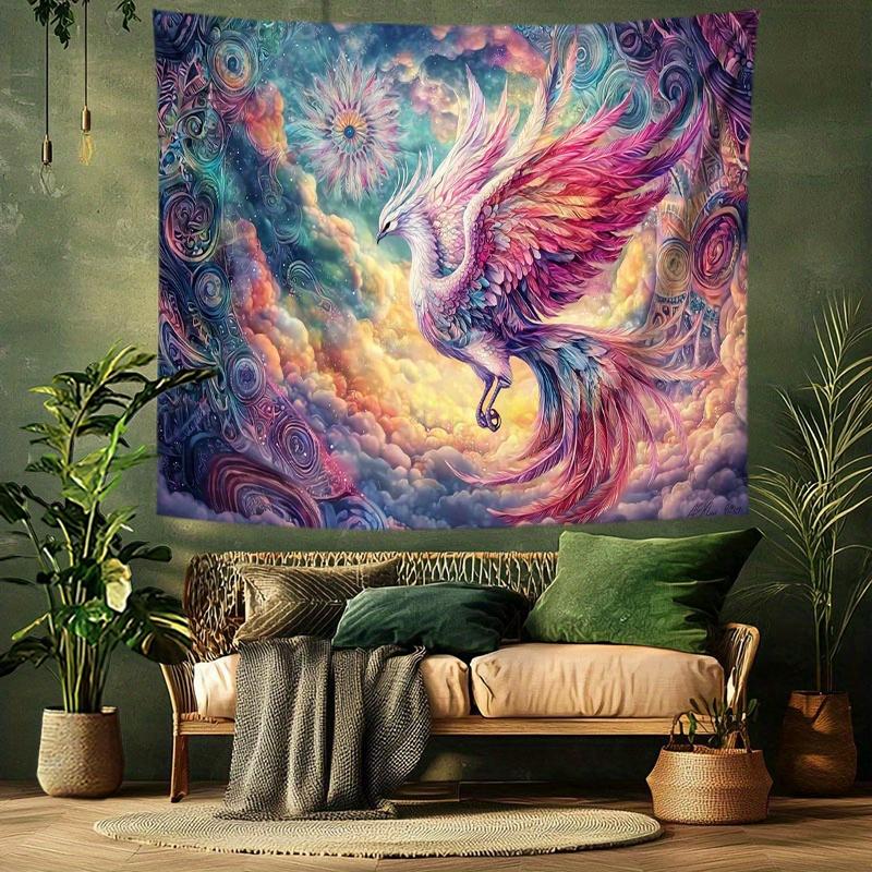 colorful phoenix pattern Digital printing polyester wall tapestry suitable for use in living rooms bedrooms offices bars party