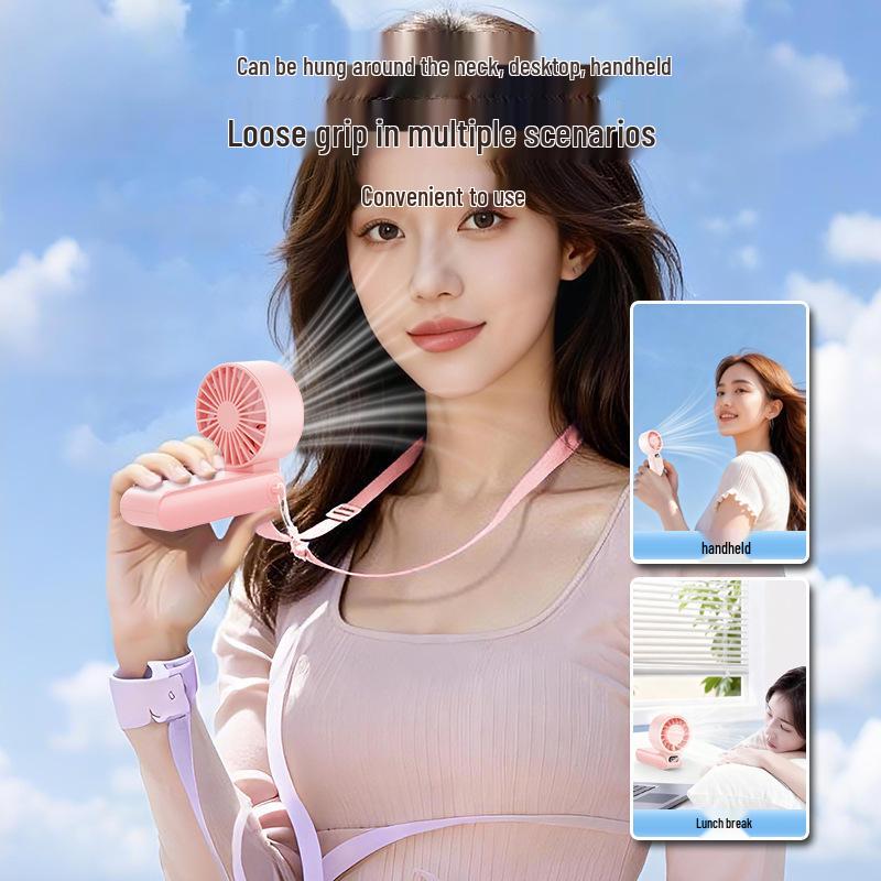 2026 High-Speed Portable Neck Fan: 100 Speeds, USB Rechargeable, Foldable, Strong Wind