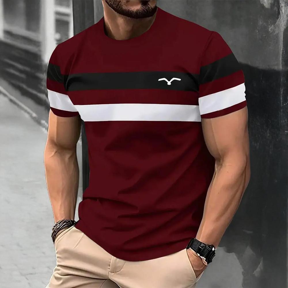 Fashionable men's T-shirt summer outdoor casual round neck short sleeved top