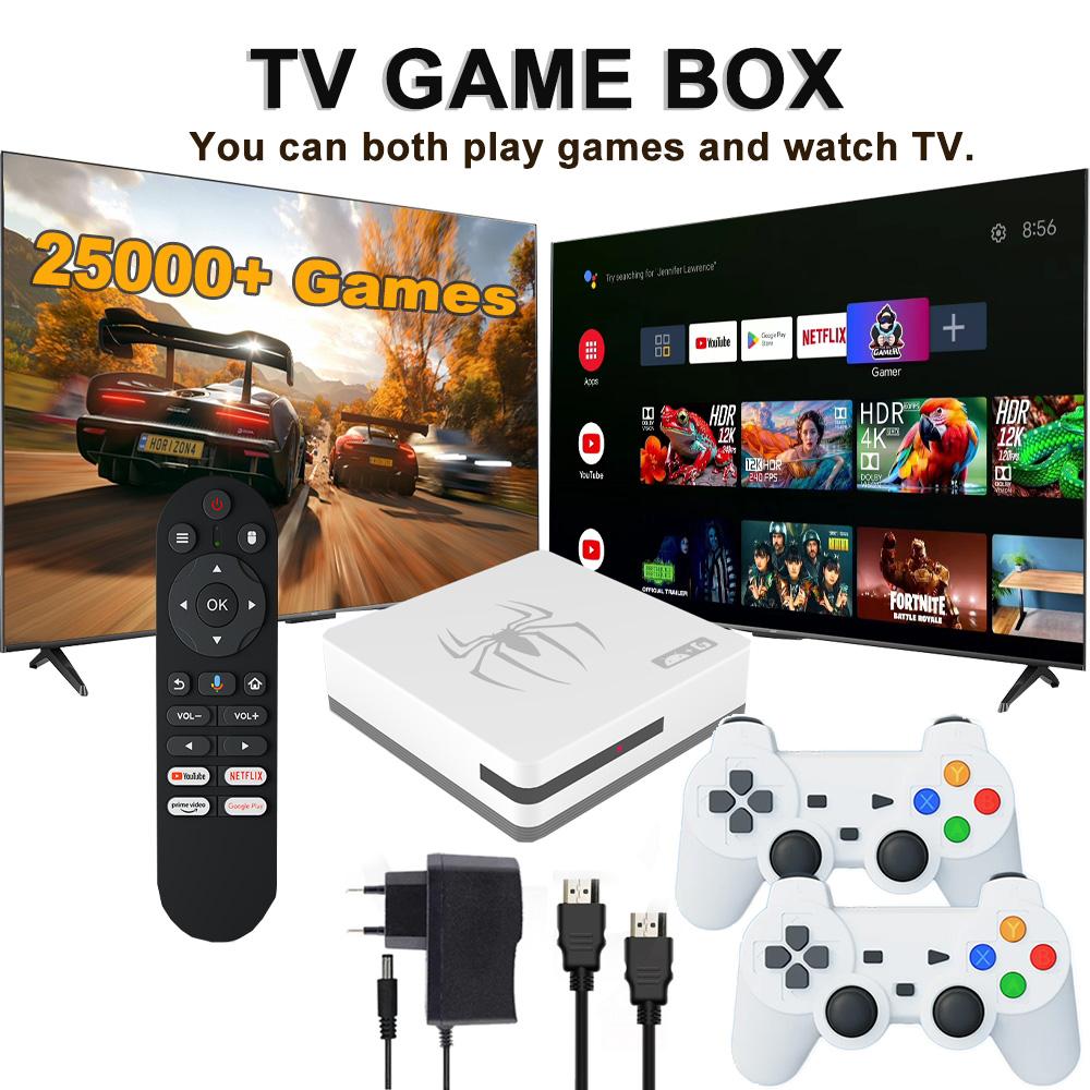 Dual-system TV Game Box G7 8K 3D, Supports Two Players, 60000 Classic Retro Arcade Games, Includes 2.4G Wireless Controllers.