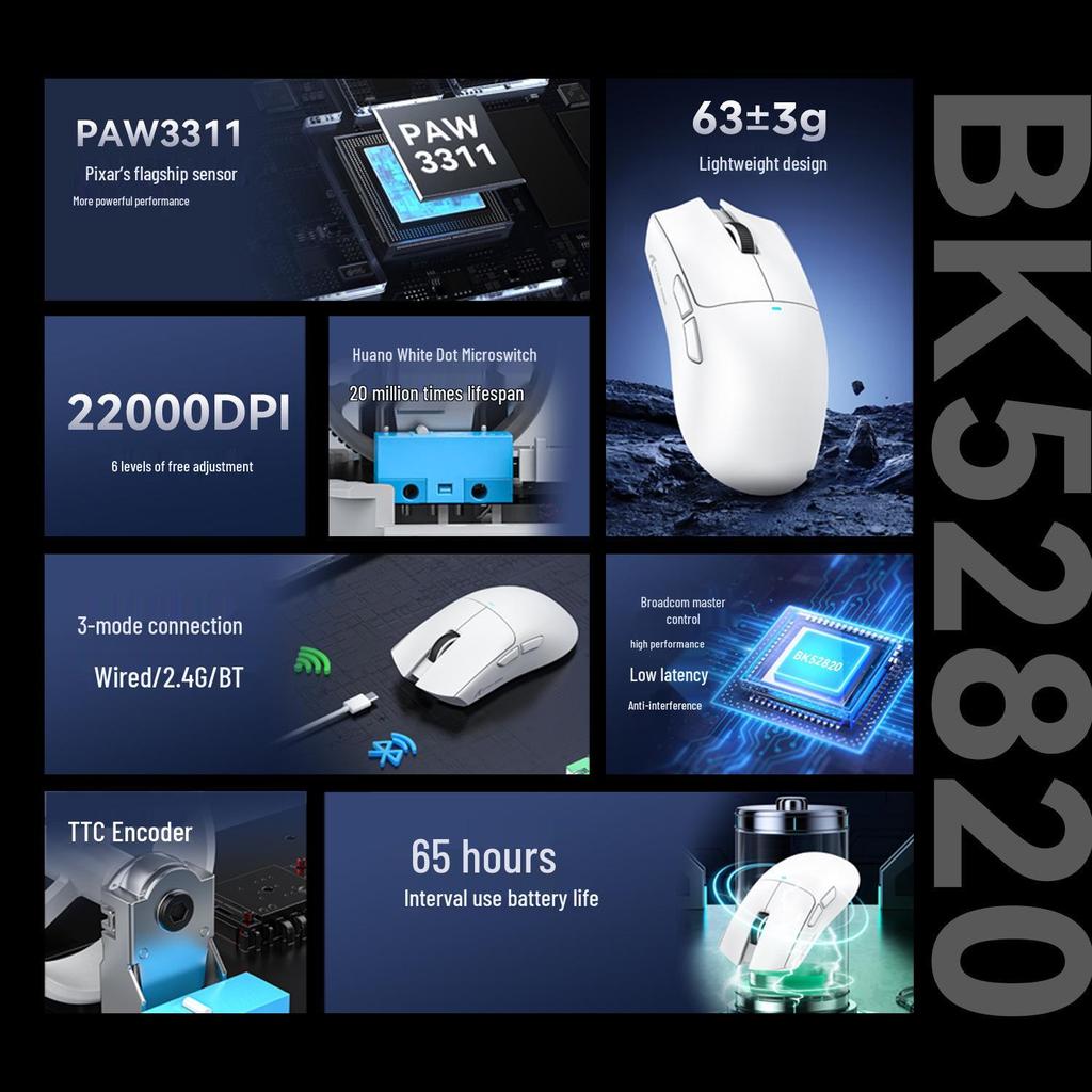 ATTACK SHARK X11SE Wireless Bluetooth Gaming Mouse - Long Battery Life, Three Modes, Lightweight