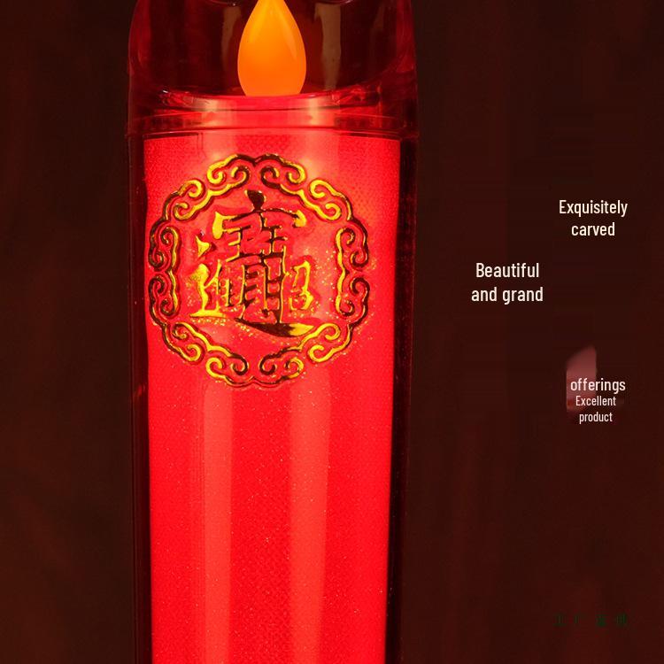 LED Electric Candle Light - Battery & Plug-in, Ideal for Home, Buddha Offering, or God of Wealth Lighting.