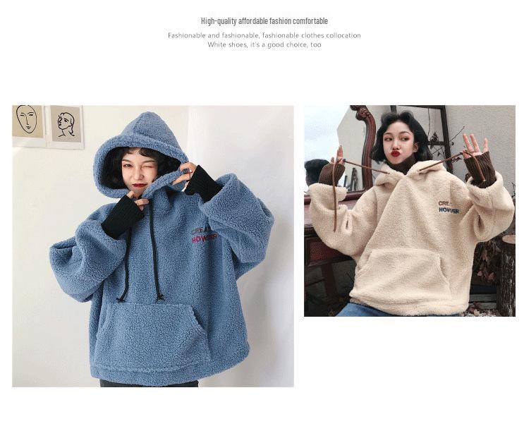 Women's Winter Two-Piece Lambswool Fleece Hoodie - Korean Style Casual Jacket 2026
