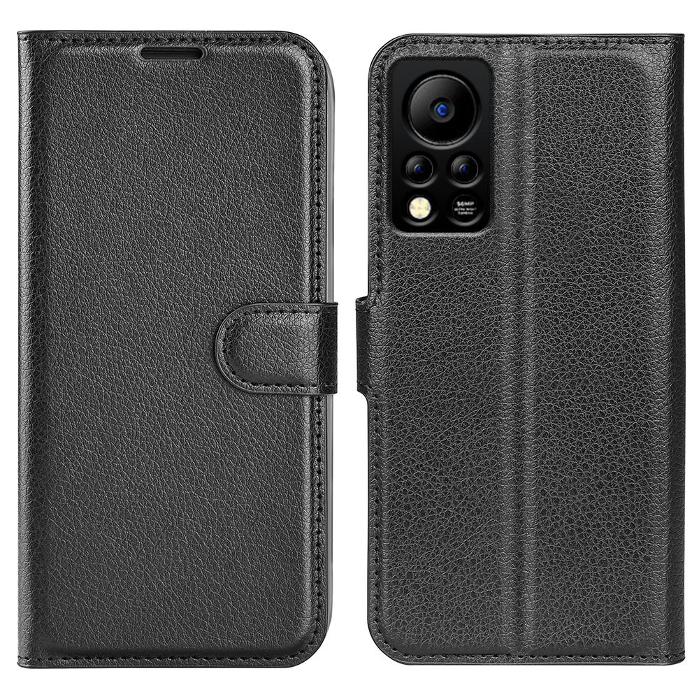 

PU Leather Wallet Phone Case for Infinix Hot 11s NFC 4G Anti-Wear Shell Flip Stand Litchi Texture Phone Cover Black