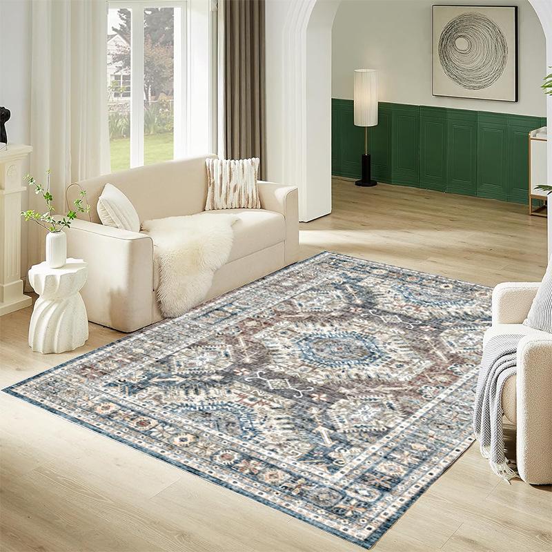 Klassisk Europeisk Tryckt Matta för Vardagsrum Heminredning Sovrum Kök Halkfria Mattor Områdesgolvmatta Tvättbara Mattor