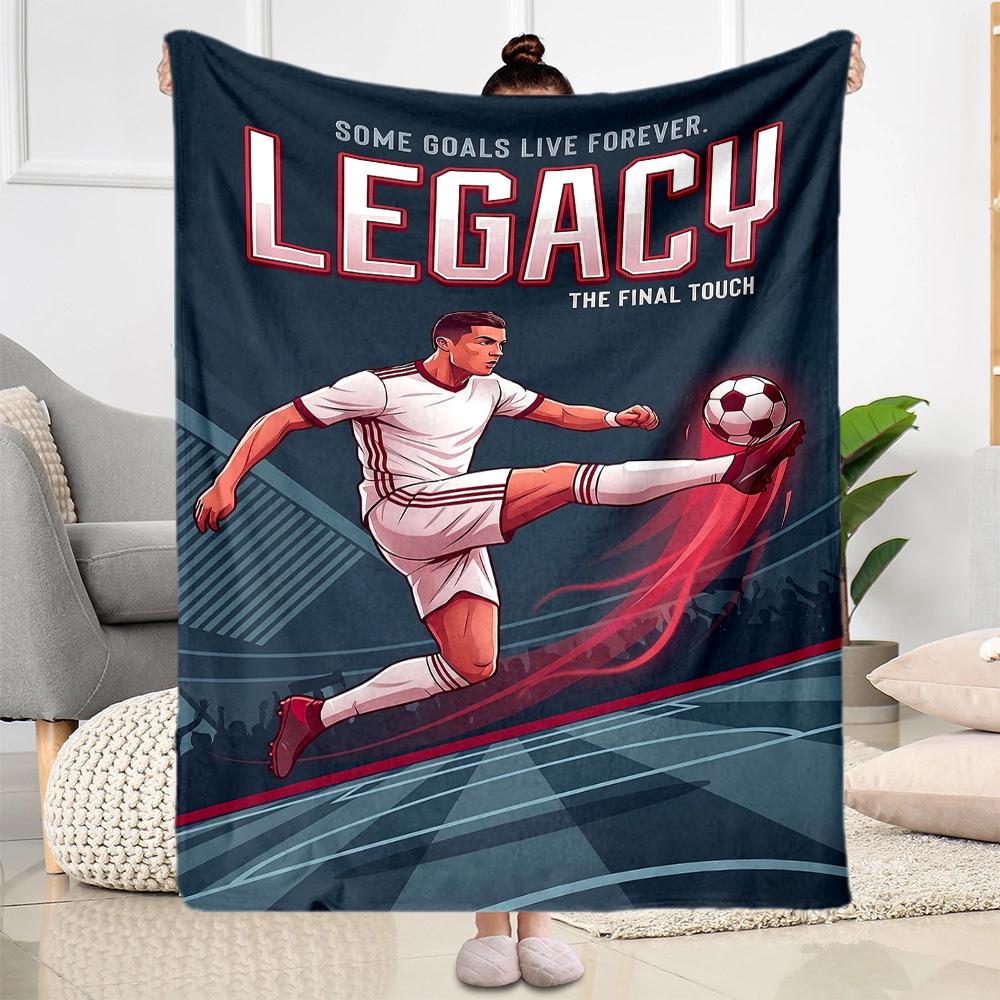Ronaldo Cr7 Football Legend Blanket Warmthful Decor Perfect for Office Bedding Seaside All-Season Use Modern Ideal Gift For Birthday Valentine'S Day