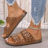 Summer Thick Bottom Buckle Riveted Women's Sandals Handmade Slippers with Flat Bottom Casual Outdoor Slippers Zapatos De Mujer
