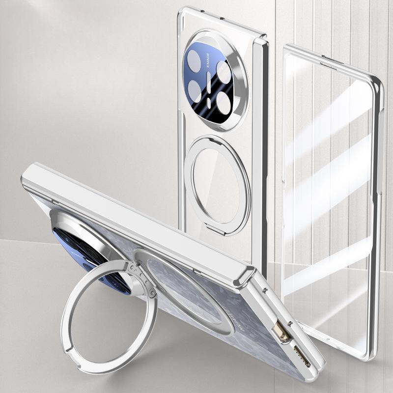 Suitable for Huawei Matex6 Mobile Phone Case Film Integrated Rotating Bracket Magnetically Absorbed Electroplating Transparent Anti-fall Sleeve
