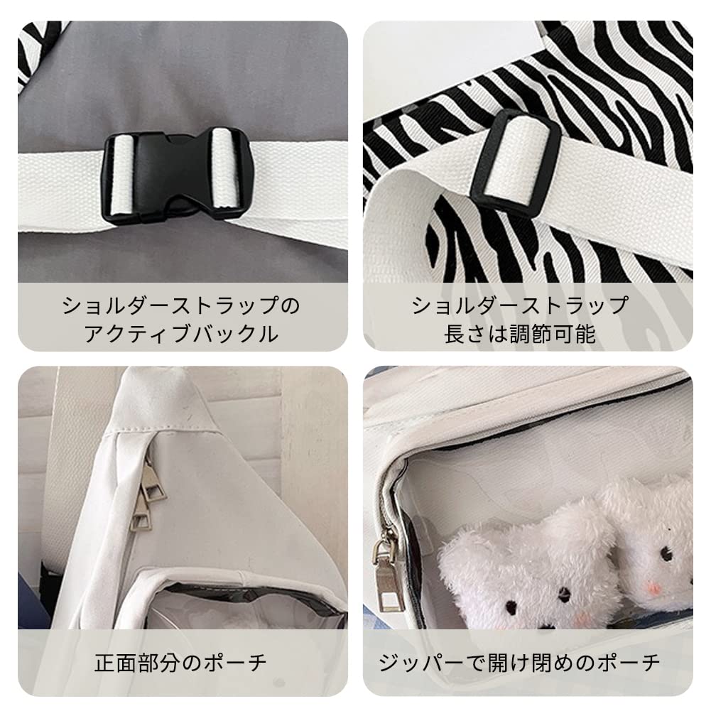 [YUYAKESHI] Ita-bag Waist Pouch with Clear Window, Adjustable Length, Shoulder Bag with Buckle, Display Pouch for Badges, Perfect for Outings (Pink)