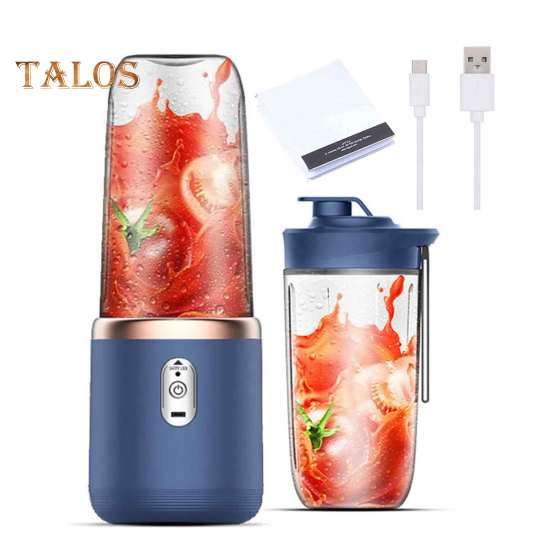 

Портативный блендер-соковыжималка для фруктового сока 400 мл, большая емкость, не содержит BPA, перезаряжаемая беспроводная электрическая соковыжималка C синий