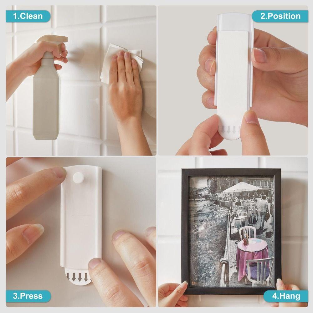 10Pcs Removable Picture Hangers Without Nails Heavy Duty No Drill Frame Hooks  Bathroom