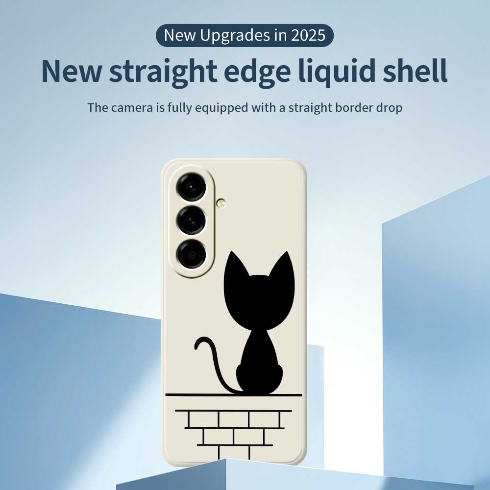 For Samsung Galaxy A56 5G Case Black Cat on the Wall Pattern Printing Straight Edge TPU Phone Back Cover