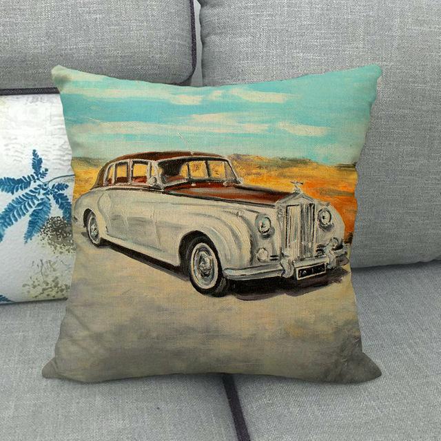 45cm *  unique watercolor car beetle design, suitable for family bedroom hotel  decoration pillow case