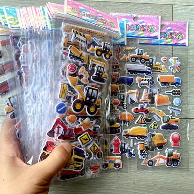 10 Sheets Kids Stickers Puffy Stickers for Girl Boy Birthday Gift For Children Scrapbooking Cartoon Engineering Vehicle Stickers