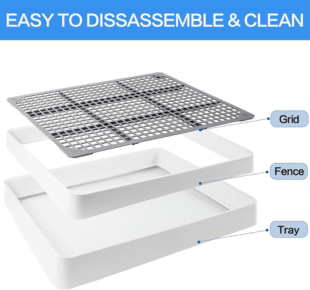 2 Pack Rabbit Litter Box with Grate, Large Shallow Tray for Small Pets, 14.5 x 11.6 x 2.5 Inch
