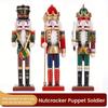30CM Nutcracker Soldier Figurines Set 2025 Christmas Decoration Wood Nutcracker Puppet Statue Ornaments Vintage Craft Xmas Decor