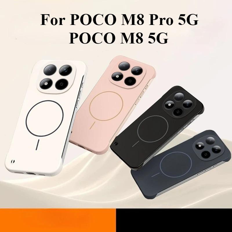 Ultra dünne rahmenlose magnetische Hülle für Xiaomi POCO M8 Pro Magsafe kabelloses Laden Hart-PC mattierte Abdeckung für POCO M8 M8Pro Schale