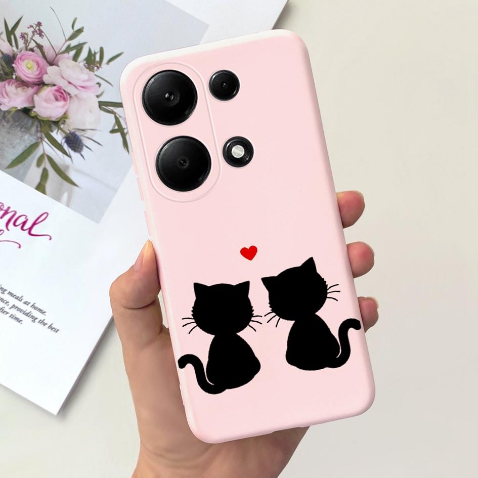 For Xiaomi Redmi Note 13 Pro 4G 2024 Case Cute Love Heart Cactus Soft Matte TPU Cover For Xiaomi Poco M6 Pro 4G Note13 Pro Coque