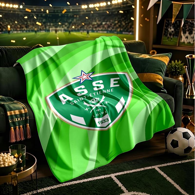 Asse Saint-etienne Crest Blanket Flannel Throw for Sofa, Indoor, Camping, Living Room, Office, Chair, And Bed Soft Birthday Gift