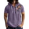 Men'S Casual Short Sleeved Hooded Top Buttoned Open Neck T-Shirt