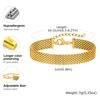 Stainless Steel Chain Women Bracelet, Wide Brand Mesh Link Adjustable Wristband, 18k PVD Gold Plated Vintage Jewelry