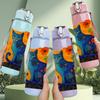1PC Colorful Cat Abstract Art Print 750ml Color Plastic Sports Water Bottle Leakproof Flip Straw Lid Suitable for Sports Office Home Use