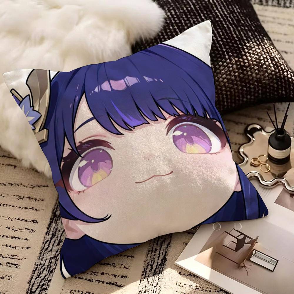 Genshin Impact Cute Q Version Mavuika Soft Comfortable Pillow Case For Sofa Living Cat Room Home Office Decor Protective Cover